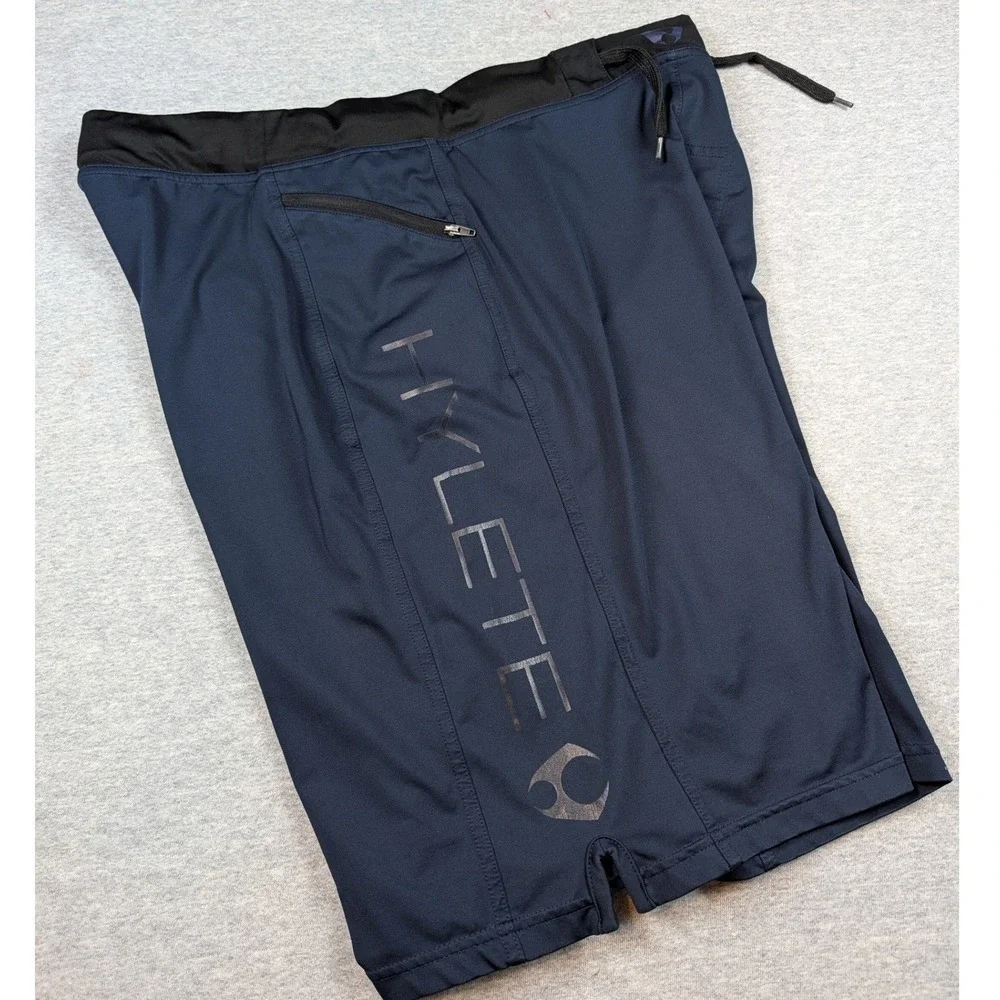 Hylete Mens Training Shorts Navy Blue Black Athletic Gym Workout Large Regular